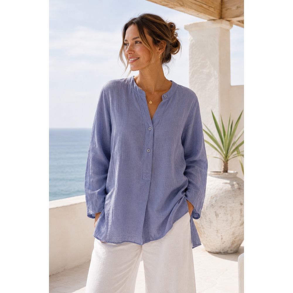 Carole Little Coastal Linen Tunic Quiet Luxury Lagenlook Resort Coastal Grandma